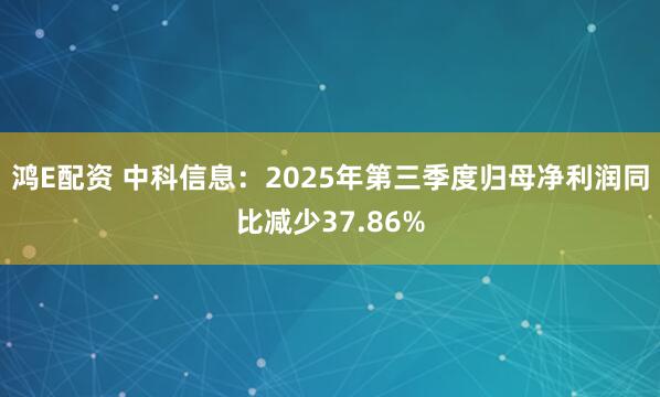 鸿E配资 中科信息：2025年第三季度归母净利润同比减少37.86%
